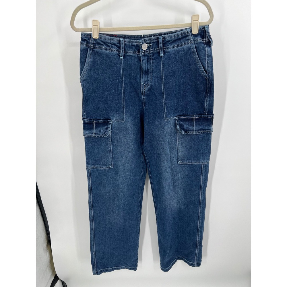 True Religion Denim Cargo SN Straight Leg Jeans Medium Blaze Wash Size 29 NWT